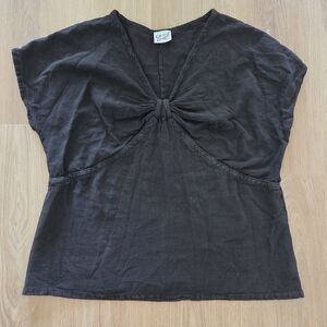 Oh My Gauze! Blk Cotton Baby Doll Bow Relaxed Blouse 1 (S/M) Vacation Cottage